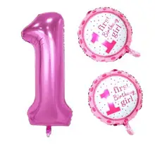 Комплект из 3 предметов, розовый фон для малышей 1st Happy декор для вечеринки в честь Дня Рождения 40 дюймов номер 1 Фольга воздушные шары Детские воздушный шарик для девочек гелия Игрушка Декор