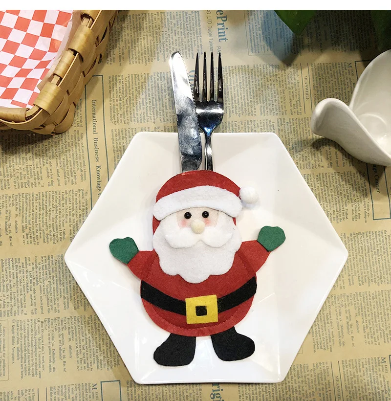 Рождественские украшения набор столовых приборов отеля Санта-Клауса, ножей и вилок из мультфильма