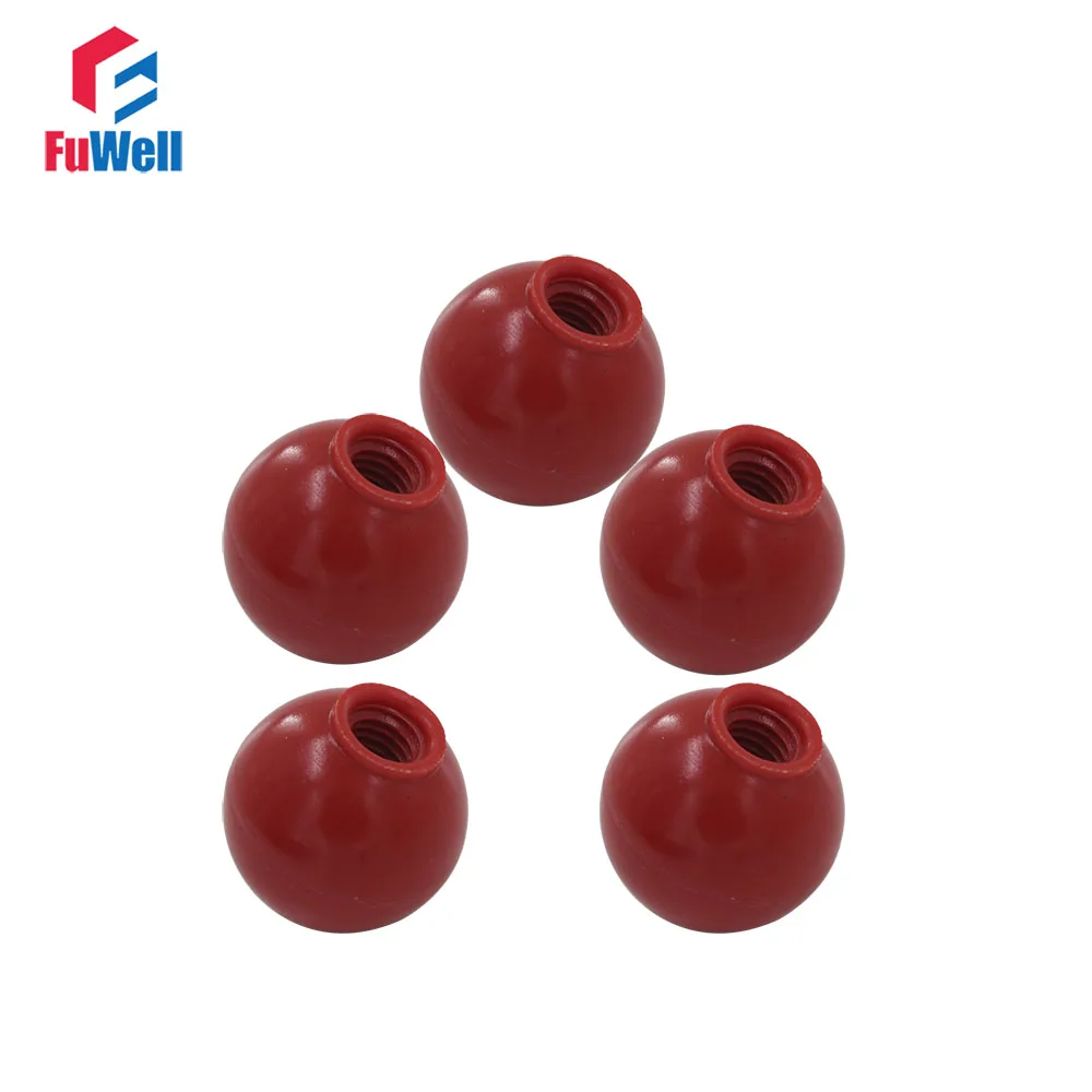 5pcs Red Bakelite Ball Knob M8 x 30mm Female Thread Ball Lever Knob M8 Thread 30mm Ball Diameter