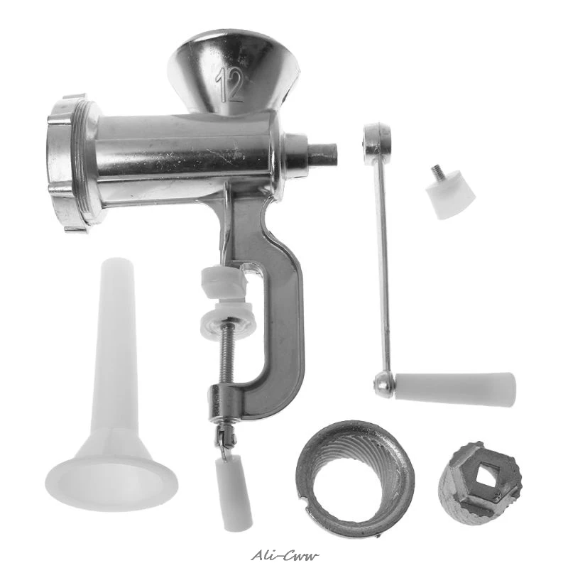 

1 Set Aluminum Alloy Beef Meat Grinder Steel Blade Manual Table Hand Crank Sausage Mincer Kitchen