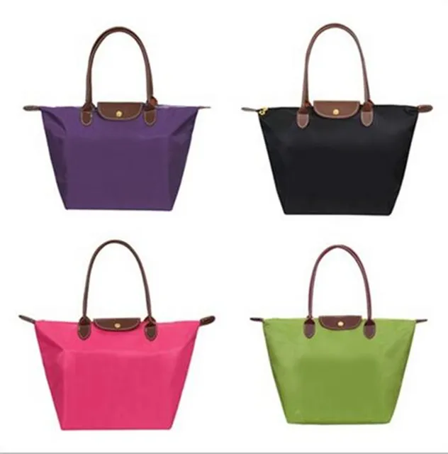 New French brand Women long Nylon vintage tote Bag PU handle Shopping