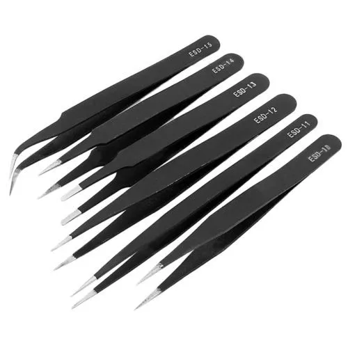 

Fixmee 6 size Antistatic Electroplating Nonmagnetic Stainless Steel Curved Straight Eyebrow Tweezers DIY Necessary Tools