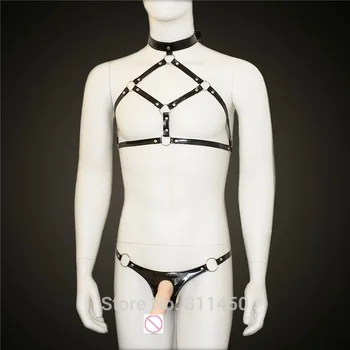 Male Bondage PVC Shiny Leather Men