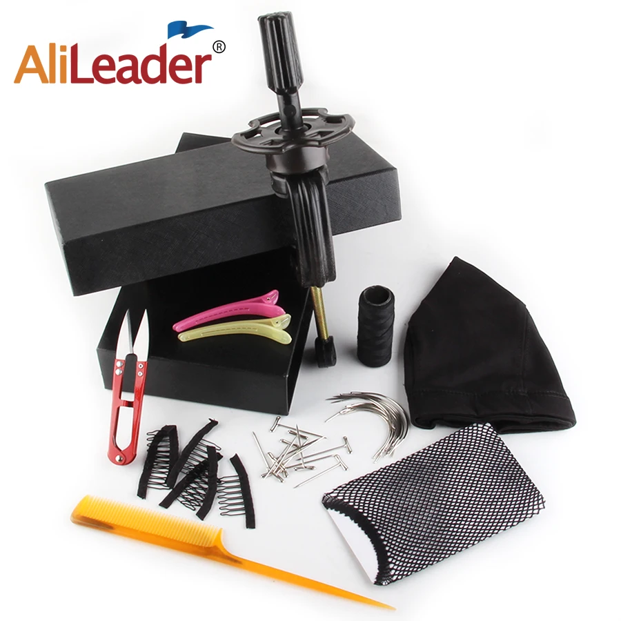 Alileader 10 шт./компл., набор инструментов для изготовления париков, аксессуары для париков, шапка для волос, держатель для волос, Т-образные шпильки, изогнутая ткацкая игла, резьба для волос