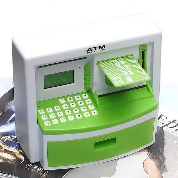 Mini atm banco de brinquedo digital dinheiro