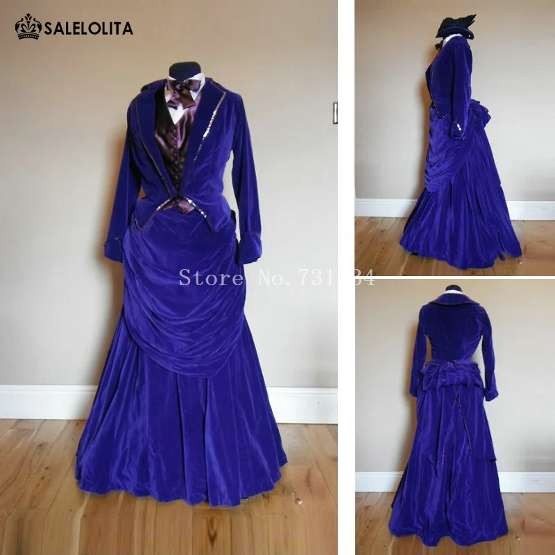 

Gothic Victorian Bustle Dresses Edwardian Era Queen Masquerade Stage Gown 17th Reenactment Royal Ball Gown Dress