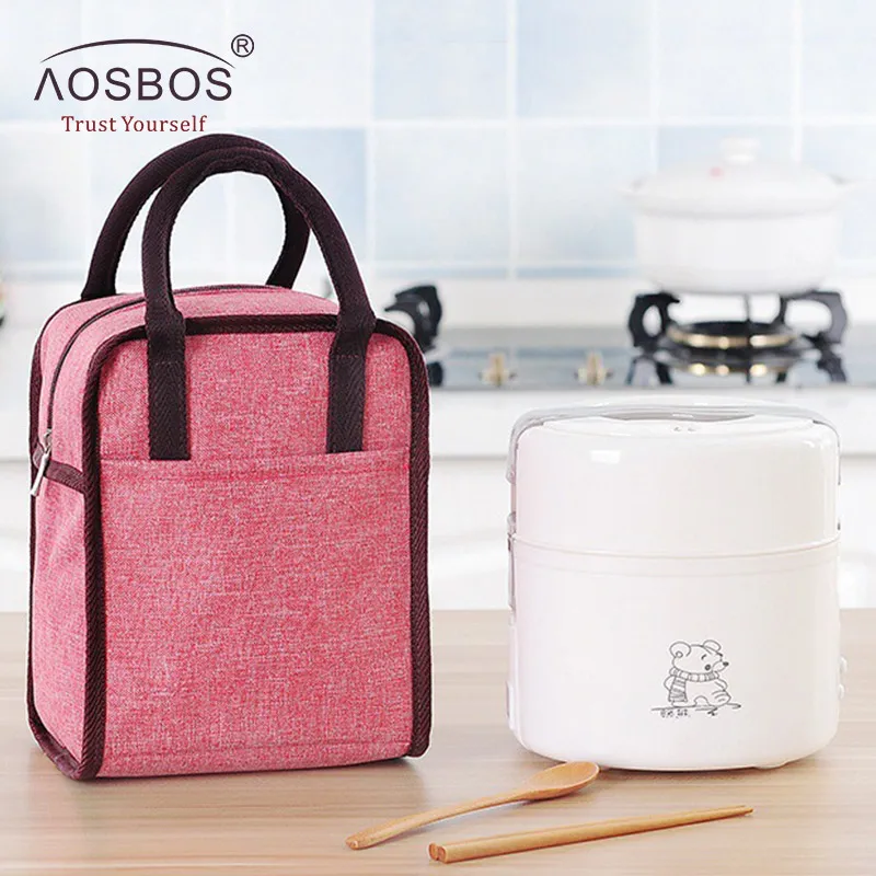 Aosbos, сумка для еды, пикника, Термосумка для ланча, модная, портативная, изолированная, Оксфорд, сумки для ланча, сумка-холодильник для женщин и мужчин