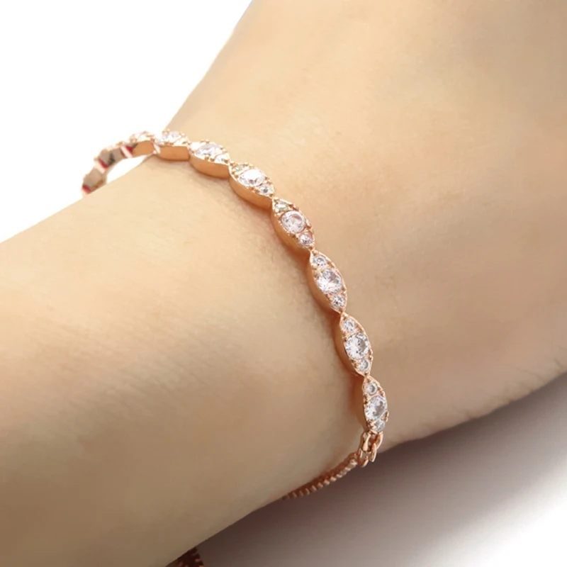 Креативные модные овальной формы женские девушки дружбы цепи оливкового циркония браслет из бисера розового золота цвет регулируемый браслет