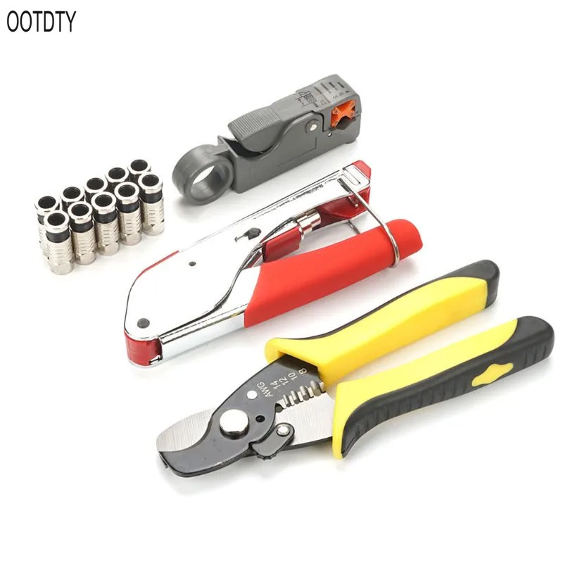 

4-Piece Suit Hand Compression Crimping Tool Crushing Clamp With Wire Stripping Plier 10Pcs Clamping Connector Extrusion Equipmen