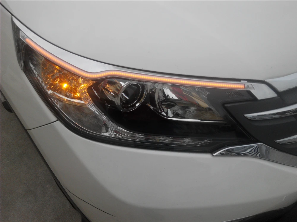 Автомобильный мигающий 1 комплект Автомобильный головной светильник светодиодный для бровей дневной ходовой светильник DRL с желтым сигналом поворота светильник для Honda CRV 2012 2013