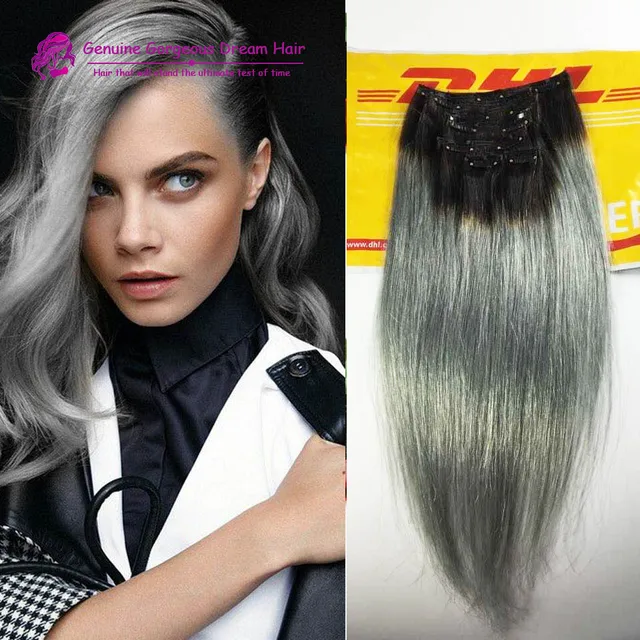 2015 Fashion Black To Grey Mermaid Colorful Ombre Brazilian Clip