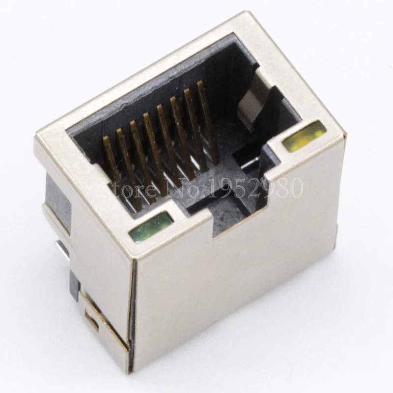 20 шт./лот RJ45 экранированный разъем сетевой медный корпус/SMD офсетный стиль/56 + LED 10