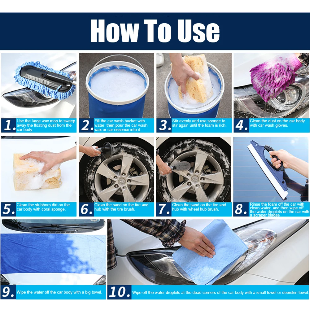 Набор чистящих средств для автомобиля 12 шт. набор инструментов для мытья автомобиля полотенцесушитель щетка для удаления пыли принадлежности для чистки автомобиля моющий инструмент