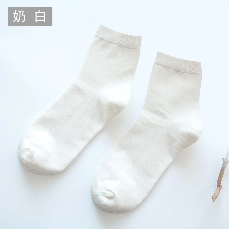 10 шт. = 5 пар/лот, весенне-осенние модные брендовые женские спортивные носки, высококачественные женские повседневные носки из бамбукового волокна, размер 35-39 - Цвет: milk