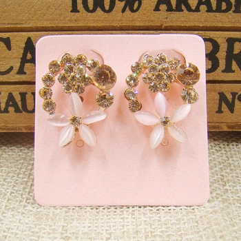 

100pcs 4x4cm Pink pearl Paper Ear Studs Card Jewelry Display Packaging Card square Shape earrgin custom Price Label Jewelry Tag