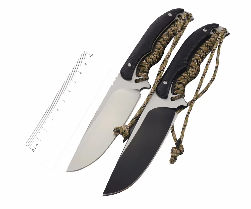 Survival Fixed Blade Knife, 440 Blade, G20 Handle with Life Ropein
