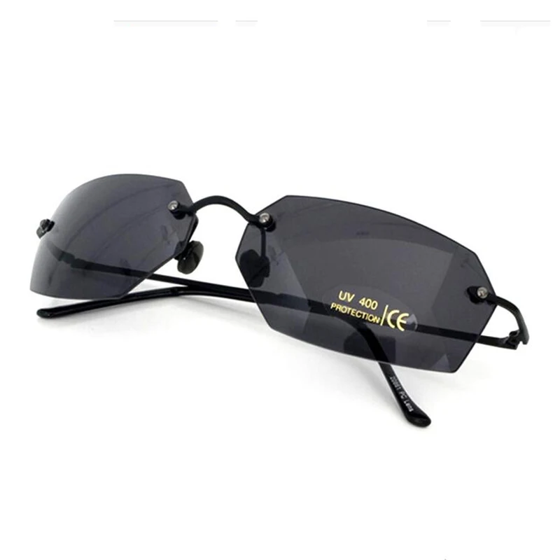 Матричные солнцезащитные очки Морфея солнцезащитные очки в стиле фильма мужские 15,9 г ультралегкие без оправы классические овальные очки Oculos Gafas De Sol Новинка - Цвет линз: Черный