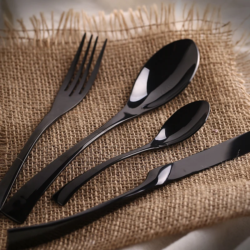 Набор столовых приборов из нержавеющей стали 4 шт./компл.|black cutlery set|dinnerware settableware set