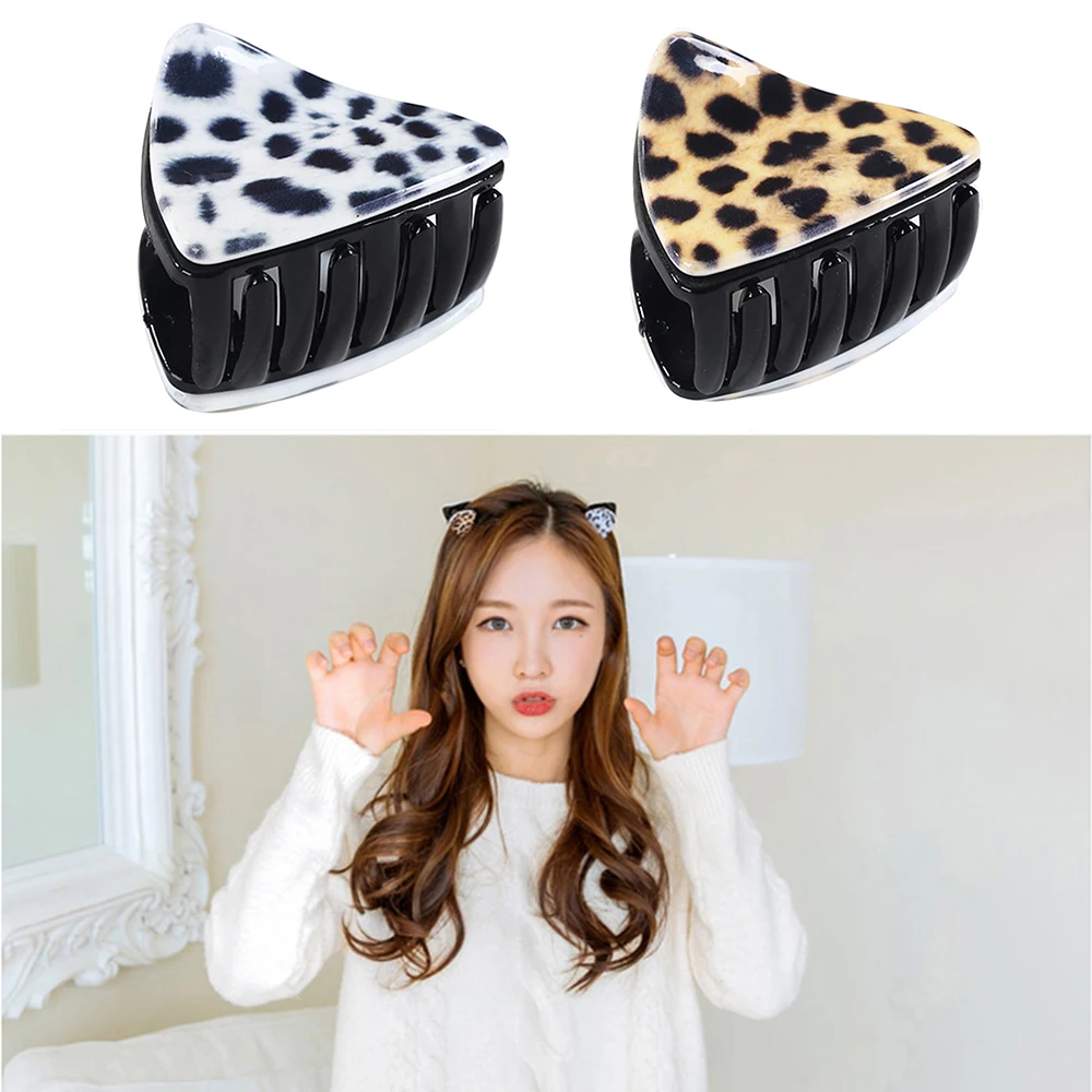 

1 PC Women Hair Accessories Korean Cute Kitty Cat Ear Hair Claw Vintage Leopard print Hair Clips For Girls Styling Accessories