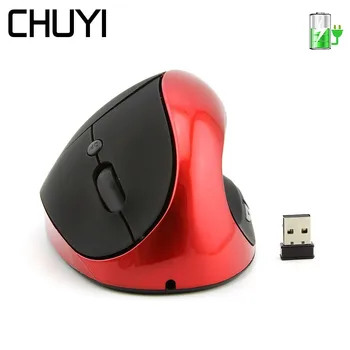 

CHUYI Rechargeable Wireless Mouse Ergonomic Vertical Gaming Mause 1600DPI 6 Button Optical Computer USB Mice With Mouse Pad