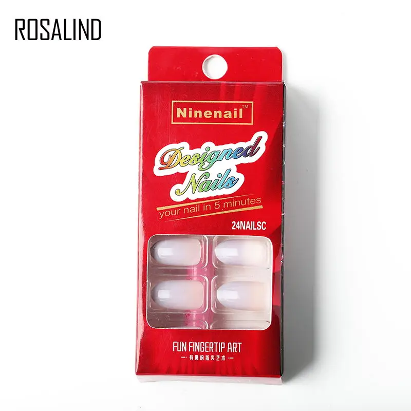 ROSALIND 1 набор поддельные ногти нажмите на ногти искусственные гелевые наконечники с клеем, стикер для французского дизайна ногтей Маникюрные наконечники - Цвет: N5286