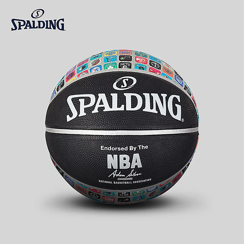 SPALDING, оригинальные логотипы команды, серия LCON, баскетбол, Официальный Размер 7, резиновый материал, для улицы, мужской мяч для матча, 83-649Y