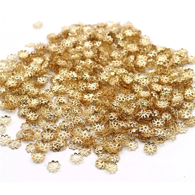 1000pcs/lot 6mm Silver Gold Plated Flower petal End Spacer Beads Caps Charms Bead Cups For Jewelry Making(yiwu) Jewelry Findings