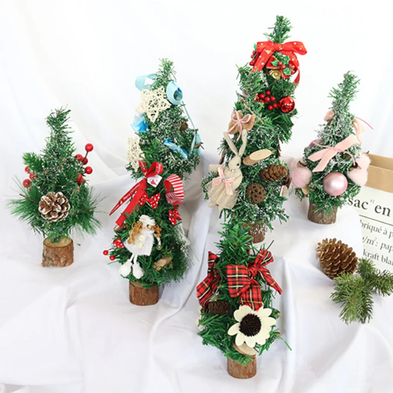 

25cm Mini Christmas Tree for Home Table Decoration Ornaments Merry Christmas Decoror Home Party Mini Small Pine New Year Gift