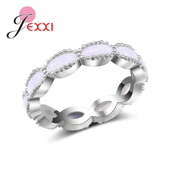 

Unique Chain Shape Circle Design For Women Oval Pink Opal Rings 925 Sterling Silver Crystal Accessories Popular Products