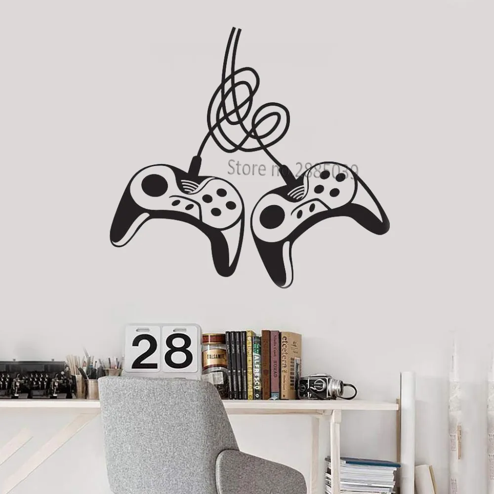 Two Gamepads Gaming Stickers Art Wall Vinyl Wall Decal Video Game Room