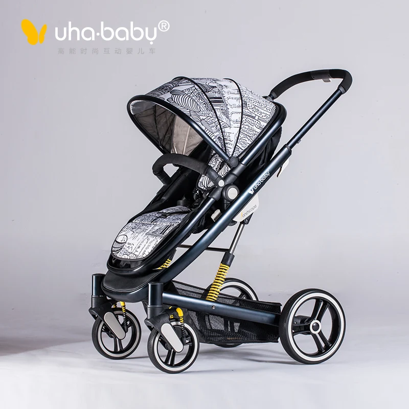 Бесплатная доставка модная детская коляска Uhababy складная с амортизаторами