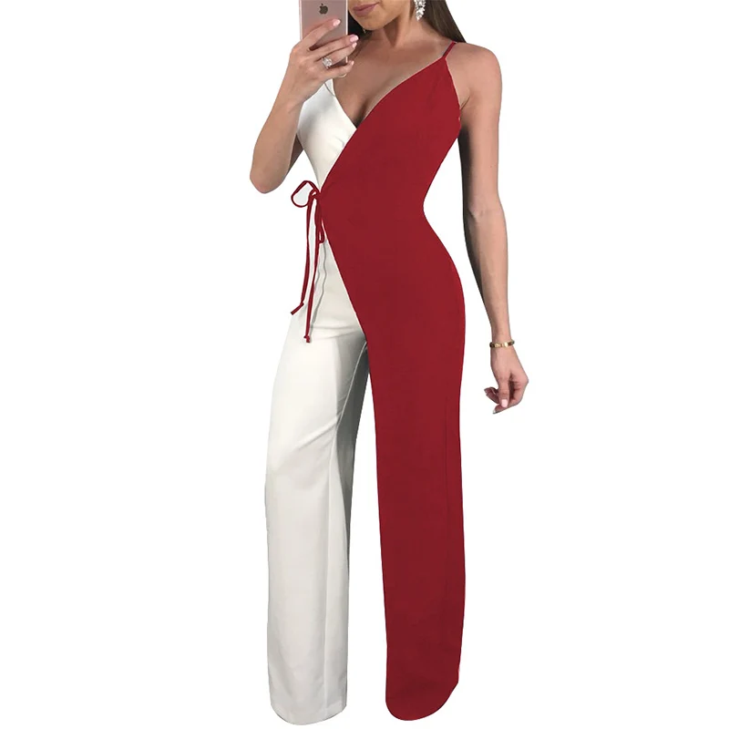Women Summer 2018 New Sling Deep V Jumpsuits Casual Ladies Party