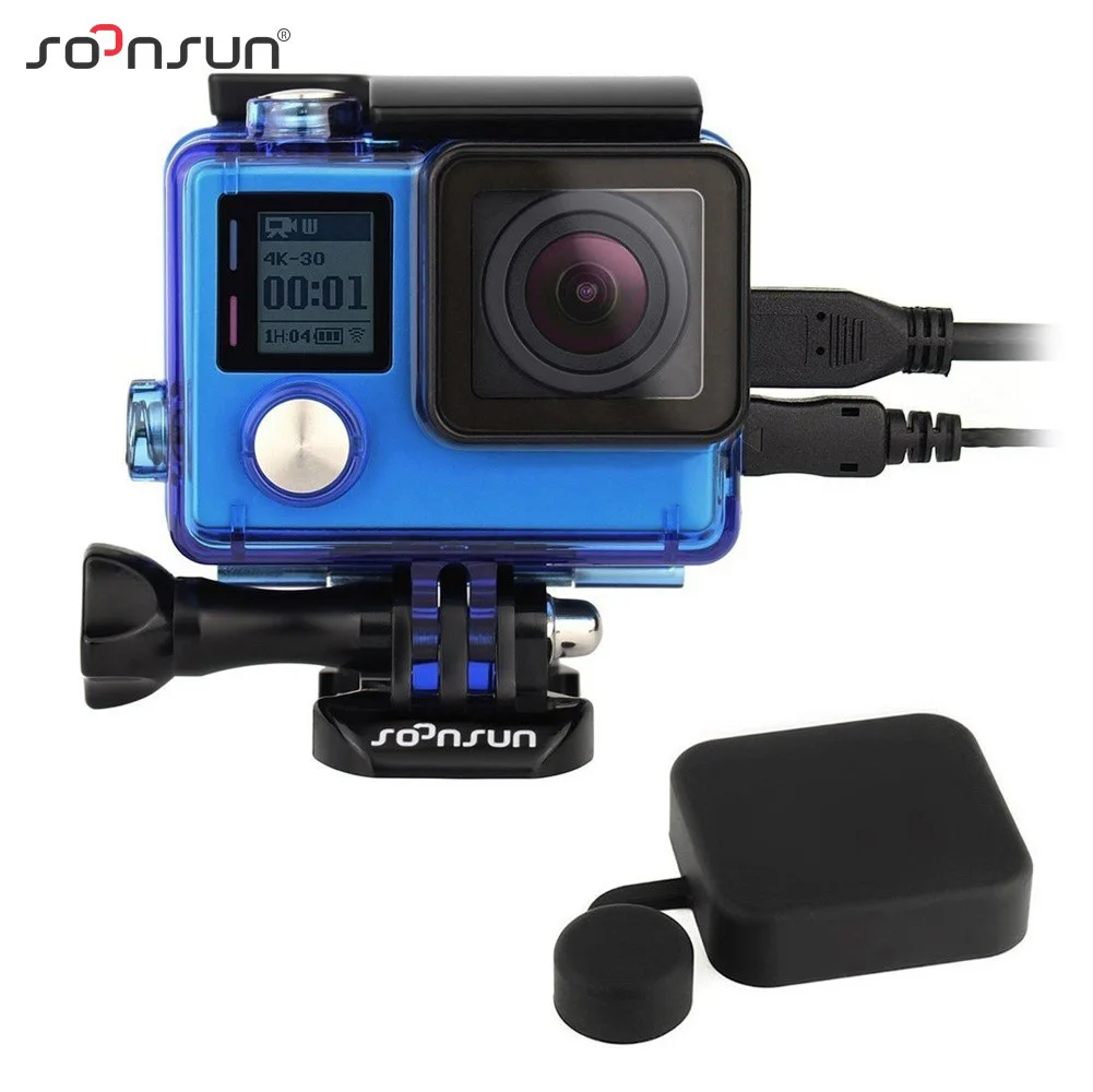 

SOONSUN Side Open Protective Skeleton Housing Case with LCD Touch Backdoor and Housing Lens Cap Cover for GoPro Hero 3+ Hero 4