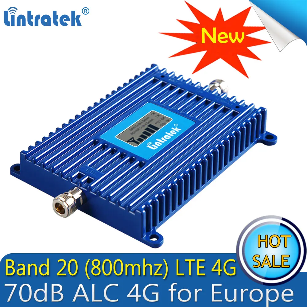 Lintratek 4G Repetidor LTE 800Mhz(Band 20) 4G усилитель сигнала 70dB сотовый телефон сотовый ретранслятор сигнала усилитель 4G антенны