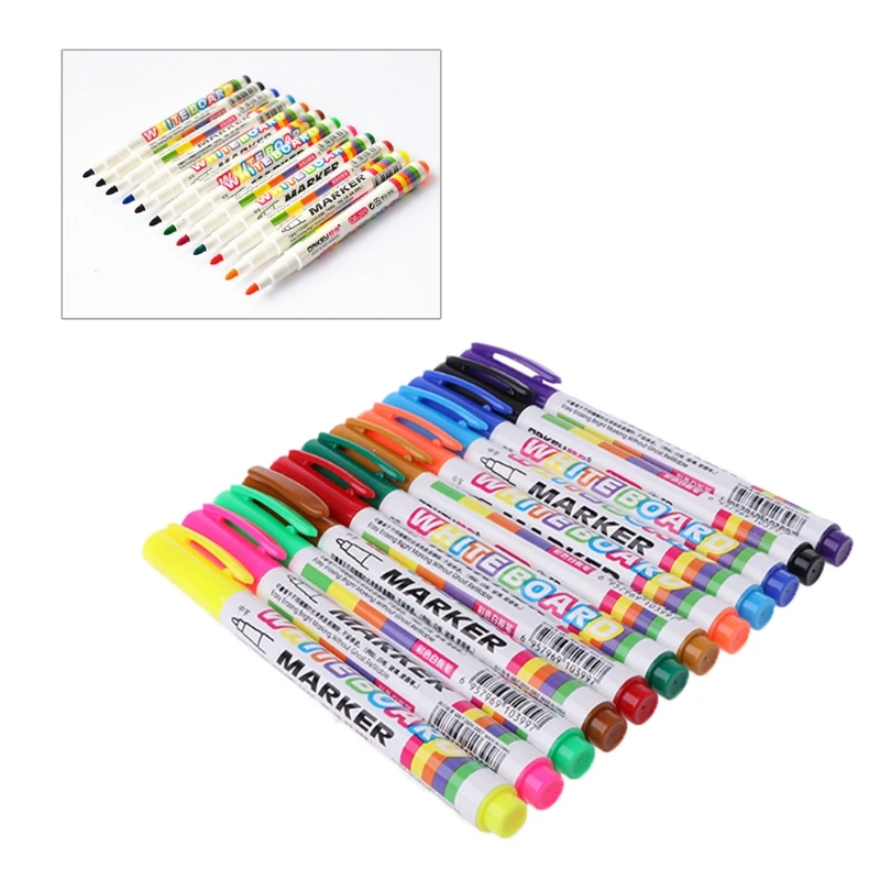 12 цветов маркер для доски нетоксичный сухое стирание знак тонкий перо набор Поставки