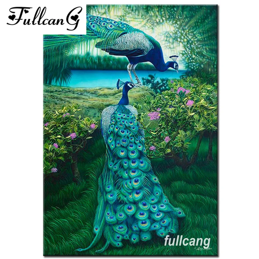 

FULLCANG diy diamond embroidery peacock garden diamond painting cross stitch full square mosaic 5d needlework G008