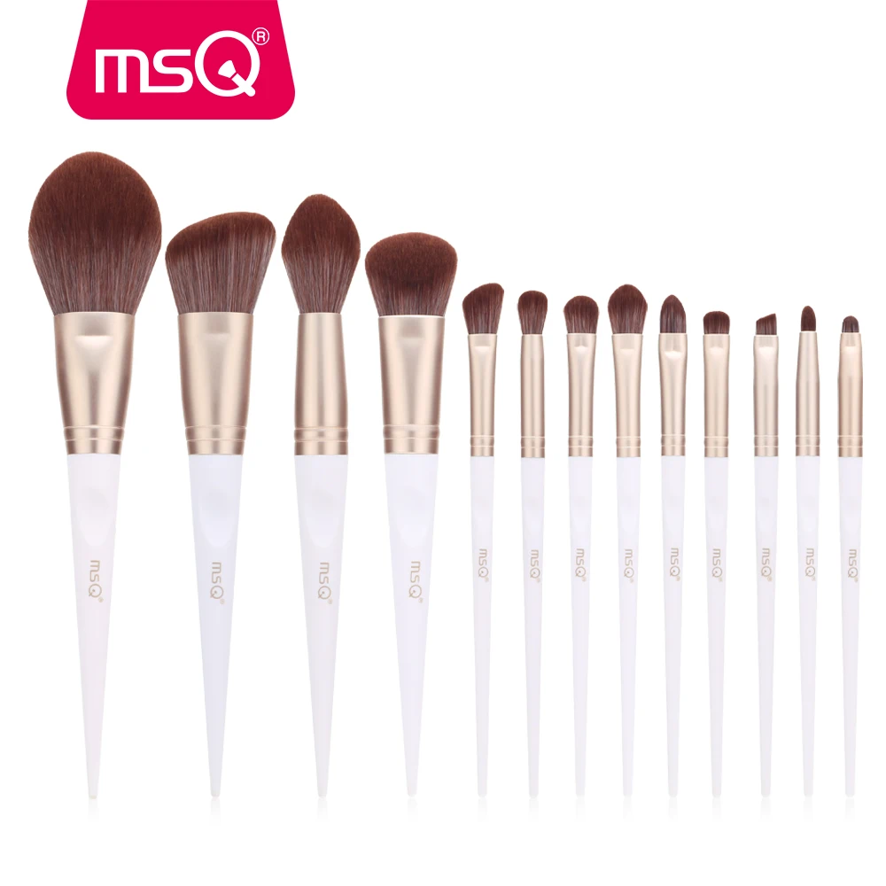 MSQ 13PCS Makeup Brushes Set Powder Foundation Eye Shadow Lip Make Up Brush Kits Gold/White PVC Resin Handle Beauty Tools MSQ 13PCS Makeup Brushes Set Powder Foundation Eye Shadow Lip Make Up Brush Kits Gold/White PVC Resin Handle Beauty Tools