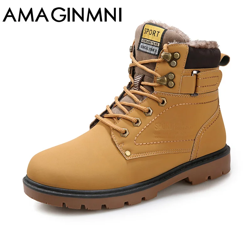 

2018 New Super Warm Men's Winter Pu Leather Ankle Boots Men Autumn Waterproof Snow Boots Leisure Martin Autumn Boots Shoes Mens