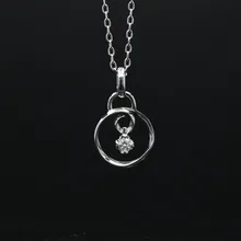 LASAMERO Halo 0.072CT 18k Gold Round Cut Square Center Pave Set Natural Diamond Pendant Necklace Chain Women Fine Jewelry