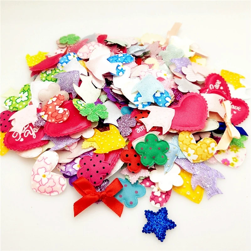

suoja mix 100pcs/lot Flower patches pads Felt Appliques diy craft accessories for hairband Padded Flowers Appliques Craft Sewing
