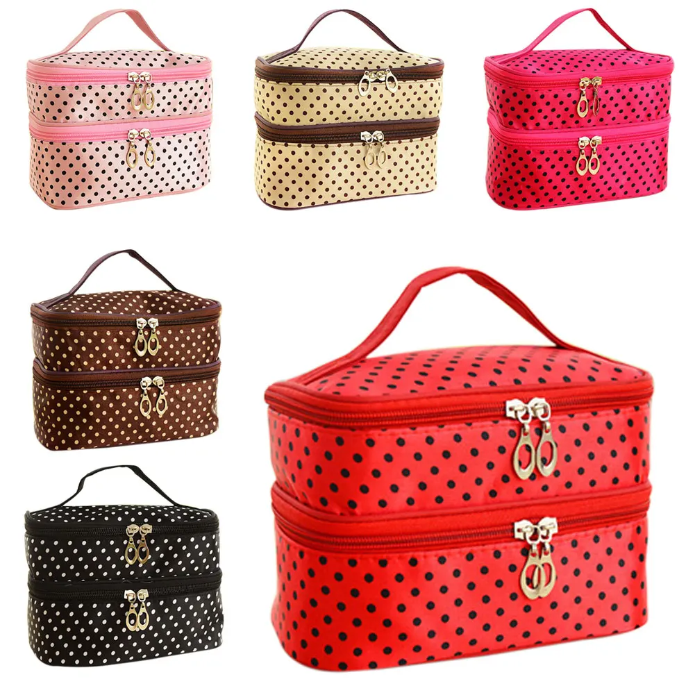 

2019 New Fashion Double-deck Travel Toiletry Beauty Cosmetic Bag Makeup Case Organizer Zipper Holder Handbag AGD FA$B Women bag