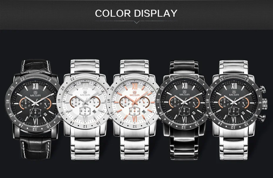 MEGIR, бренд, мужские кварцевые часы, мужские Модные деловые часы, мужские водонепроницаемые наручные часы, мужские Аналоговые часы, Relogio Masculino