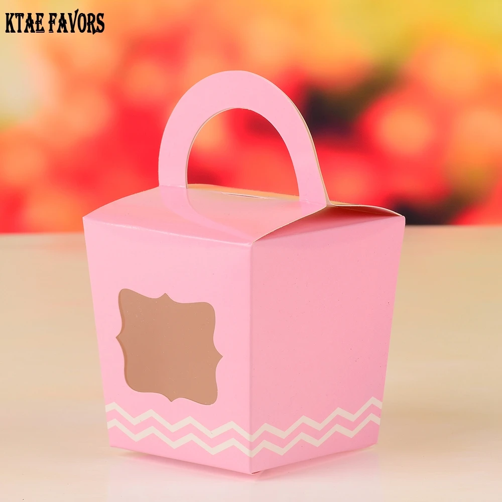 Больше цветов бумажный одиночный чехол для кекса, торта, Свадебная вечеринка, Маффин стручок, купольный держатель, коробки с ручкой и ПВХ окном 12 шт - Цвет: Style A Pink