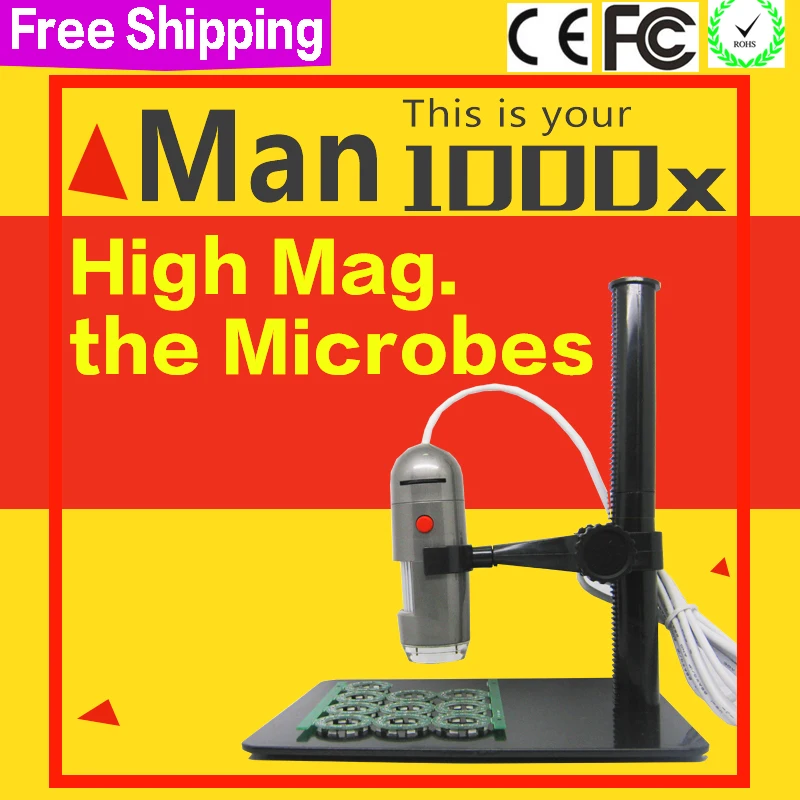 

Newest 2MP 8 LED 10x 1000X USB Digital Microscope Endoscope Magnifier Camera with stand