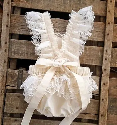 

Newborn Baby Girls Bodysuit Summer Ruffle Lace Party Clothes Jumpsuit Sunsuit Infant Girl Clothes