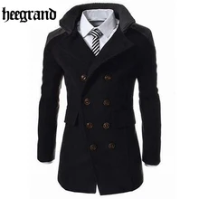 HEE GRAND 2016 Fashion herren Herbst Winter Mantel drehen-unten Kragen Wollmischung Männer Pea Coat Zweireiher Winter Mantel MWN113