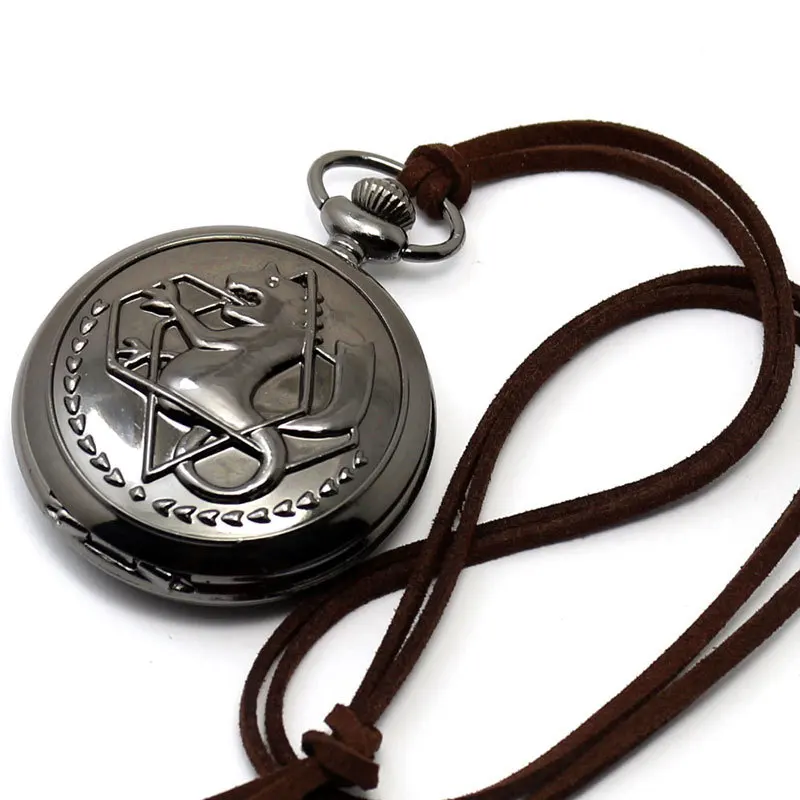 Стальной Алхимические часы ожерелье карманные часы мужчины женщины с Подарочное ожерелье-цепочка коробка