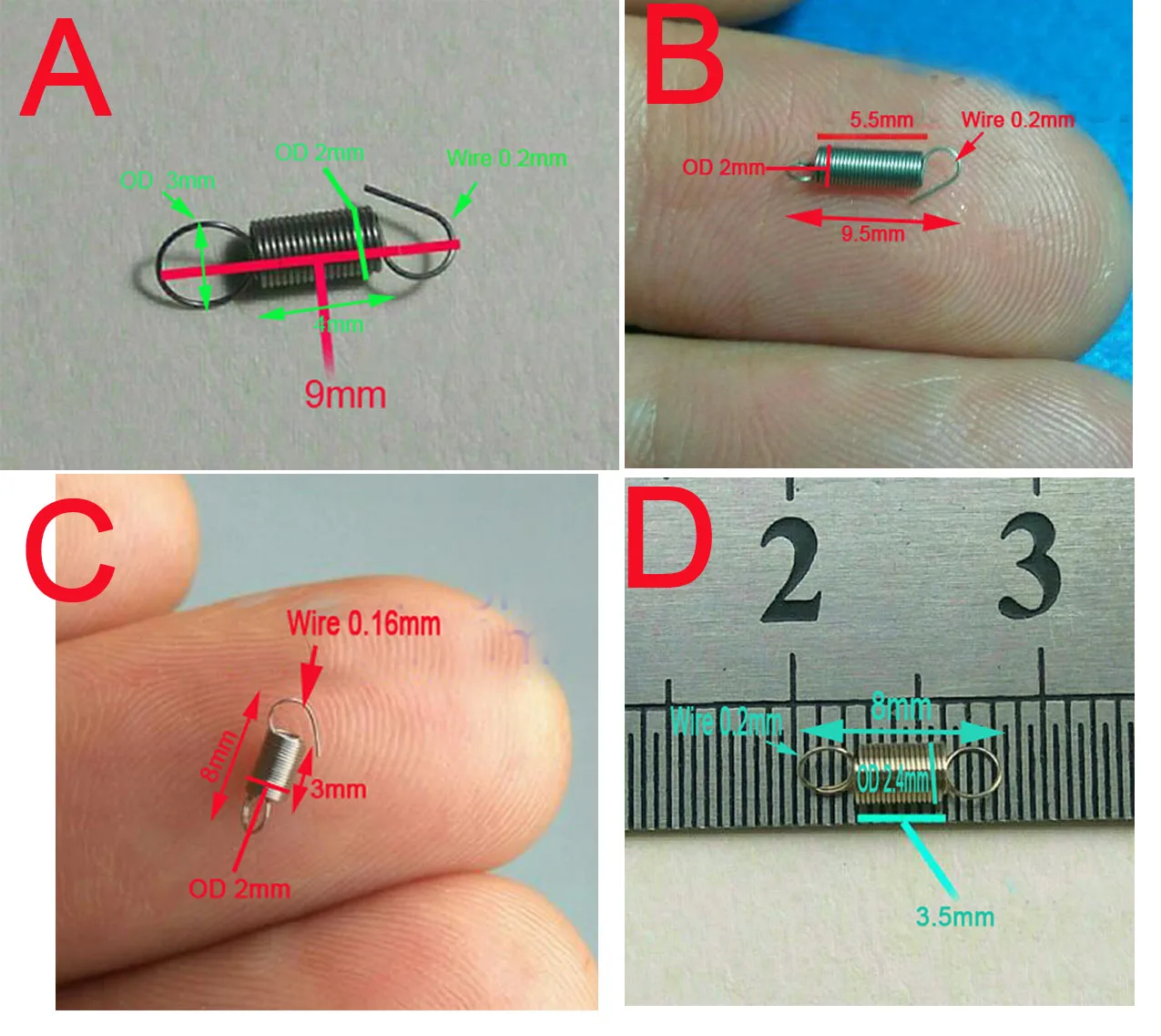 

0.2mm wire Micro Small tension spring extension springs