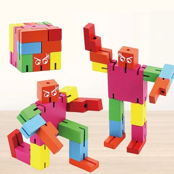 

Wood Deformation Robot Puzzle Graffiti Magic Cubes Folding Children's entertainment hot sale toys Colorful Magic Cubes