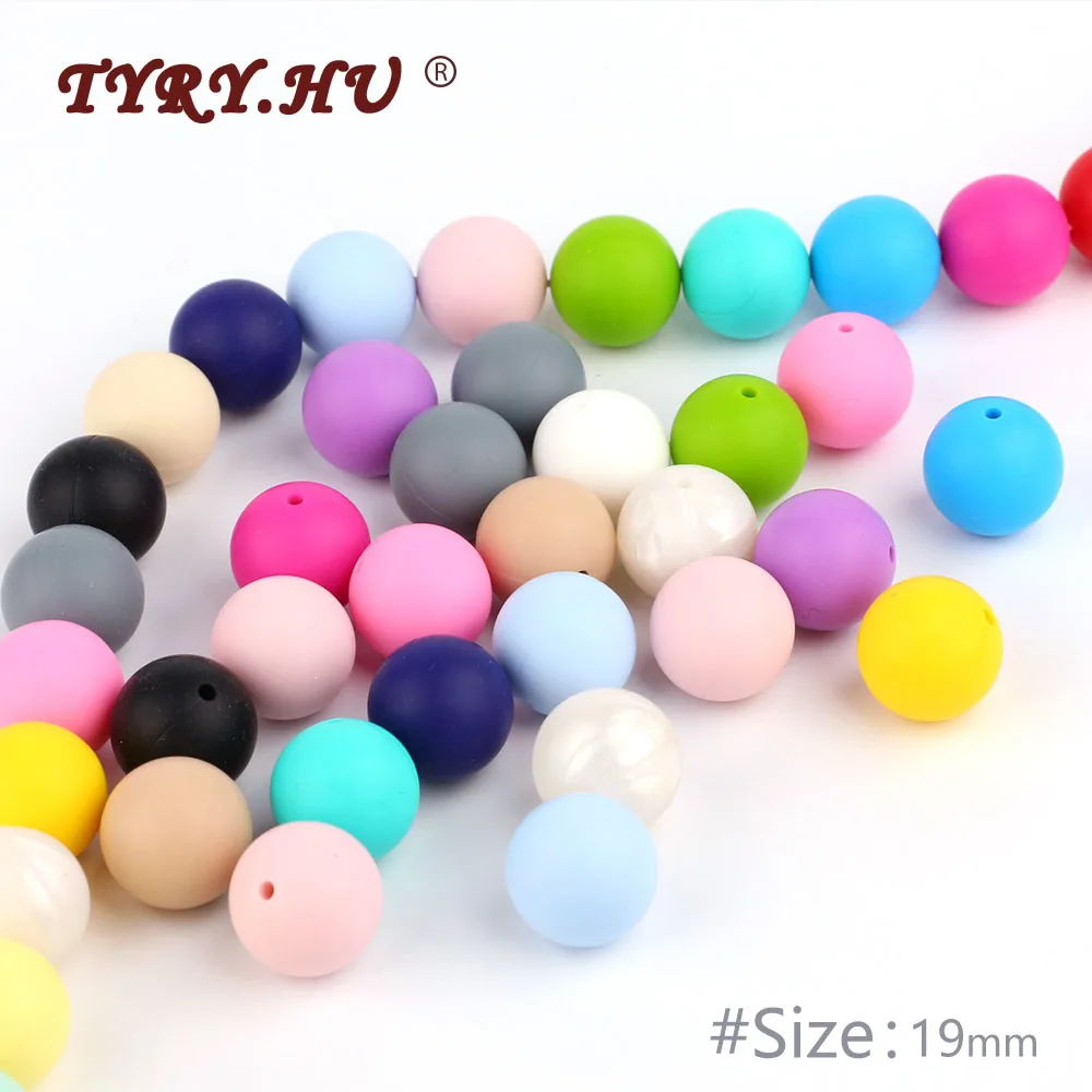 TYRY.HU-perles rondes en Silicone | 100 pièces, perles sans BPA, anneau de dentition, perles bébé fille, bricolage, collier sucette (lot de 100)